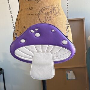 Purple and White Mushroom Crossbody Bag